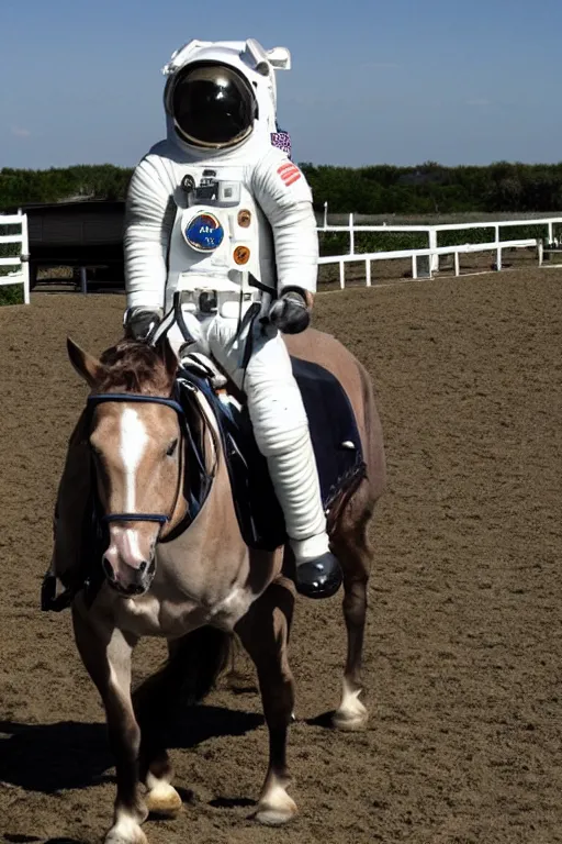 Image similar to horse in astronaut suit riding horse