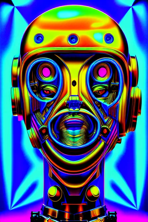 Image similar to maximalist overdetailed futuristic robot head portrait. lowbrow scifi artwork by kidsquidy ø - cult and subjekt zero. ray tracing hdr polished sharp in visionary psychedelic fineart style inspired by beastwreck jimbo phillips and salviadroid