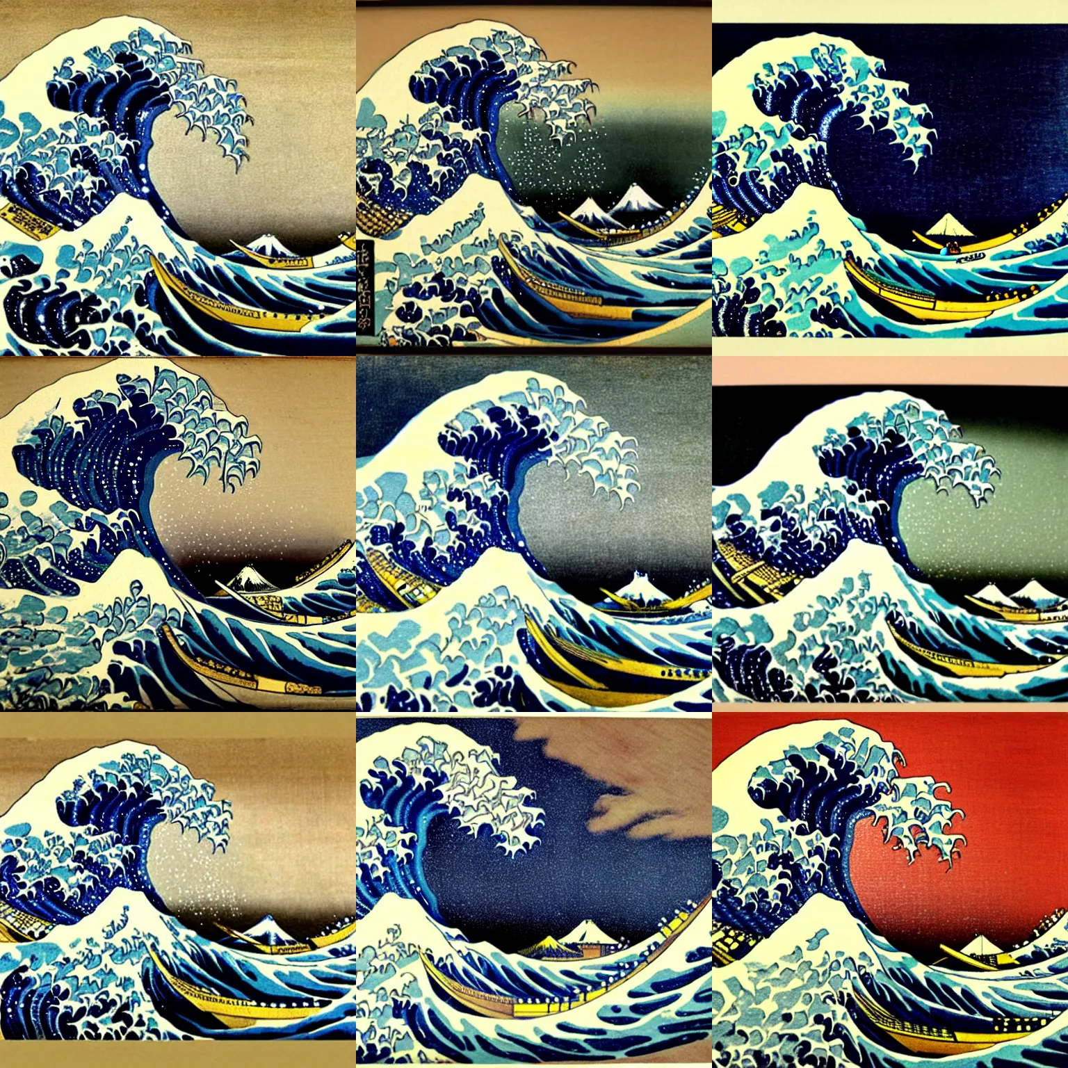 Prompt: The Great Wave Off Kanagawa by Pellizza da Volpedo and Parmigianino
