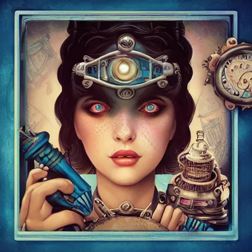 Image similar to lofi underwater steampunk bioshock instagram portrait, Pixar style, by Tristan Eaton Stanley Artgerm and Tom Bagshaw.