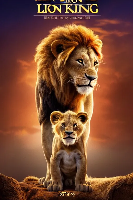 Image similar to lion king movie poster, cgi, cinema, realistic