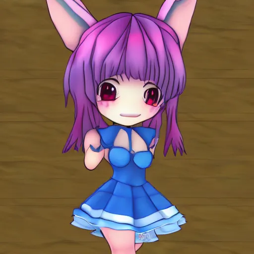Prompt: original chibi bunny girl rendered 3 d, ranking number 1 on pixiv, isometric