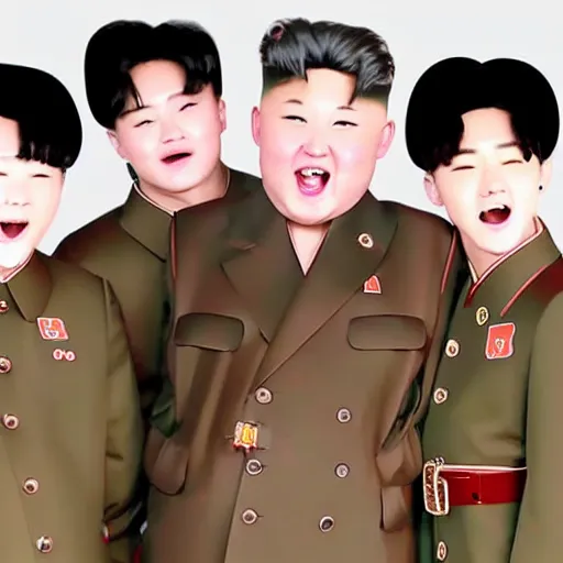 Image similar to screaming kim jong un as a member of bts band