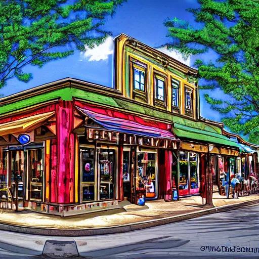 Prompt: Walton's five and dime, Bentonville Arkansas, digital art