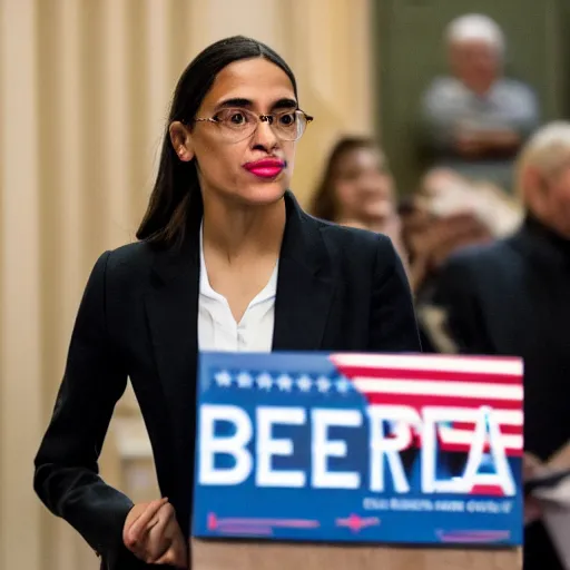 Image similar to Alexandria Ocasio Cortez as Bernie Sanders