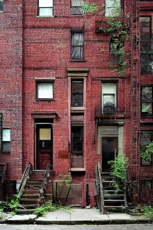 Prompt: (((((a ramshackle Manhattan brick brownstone deep in the forest))))) by Lynn Chen!!!!!!!!!!!!!!!!!!!!!!!!!!!