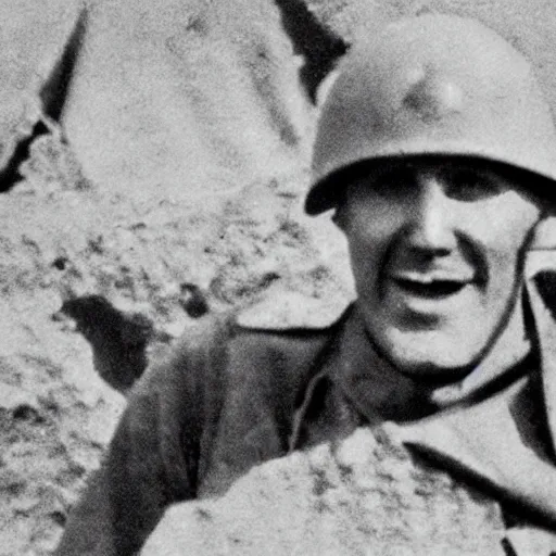 Prompt: close-up of Jerma985 in the trenches of world war one, Jerma, old black and white war photograph, film grain
