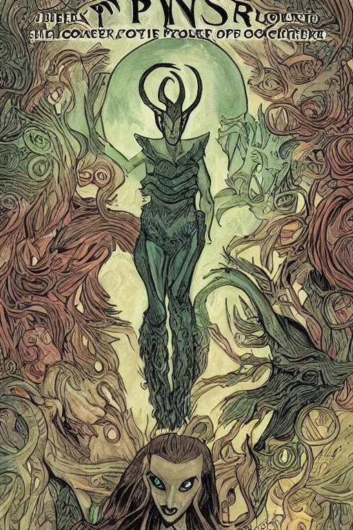 Prompt: pan's labyrinth comic cover, four - color process