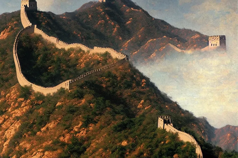 Prompt: the great wall, raffaello santi.