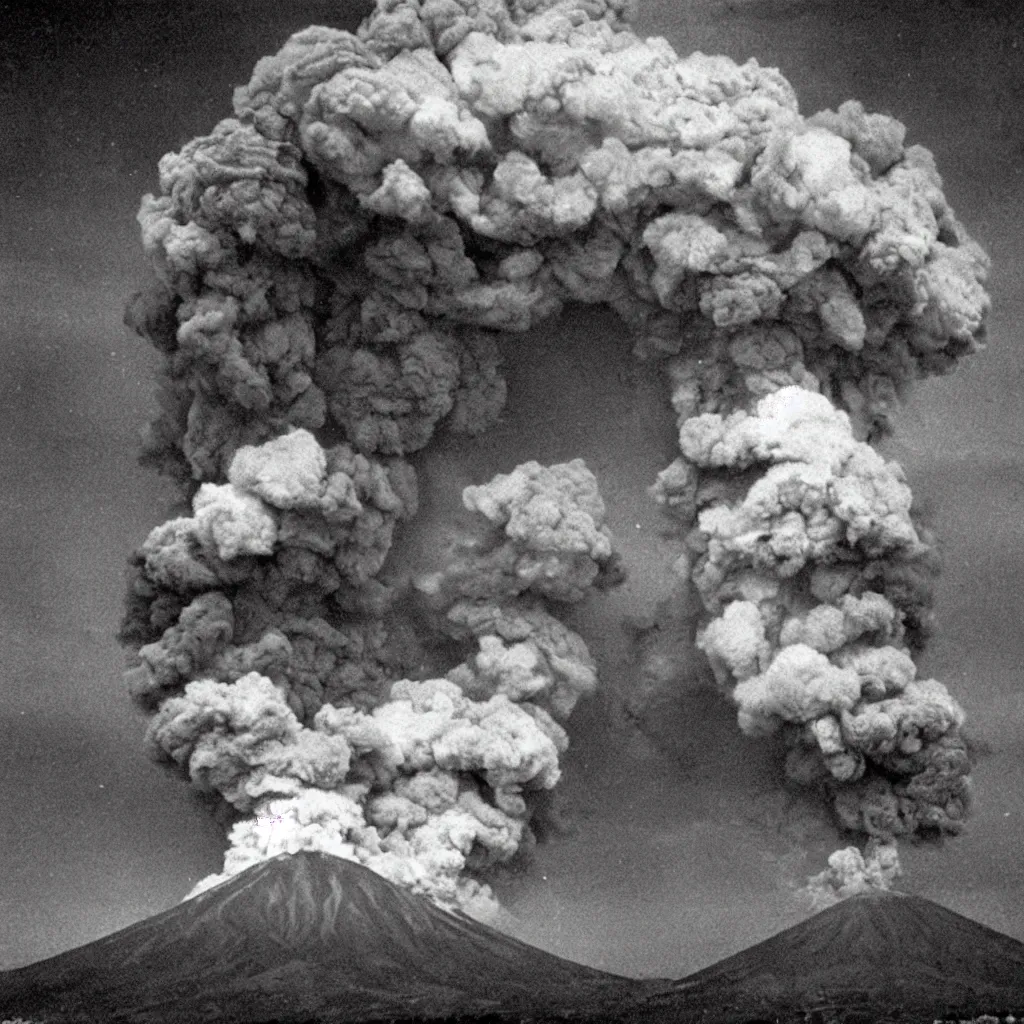 Prompt: a real photo of the eruption of mount vesuvius in 7 9 ad