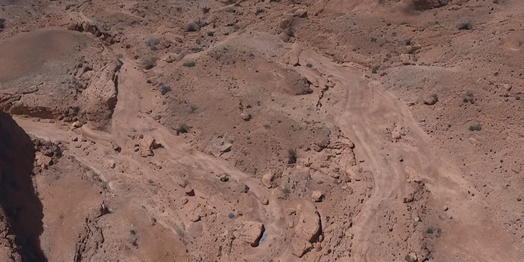 Image similar to giant spaceship 1 0 0 meters around and 1 million years old discovered after the rain washed away the sand and dirt, in a canyon in the utah desert