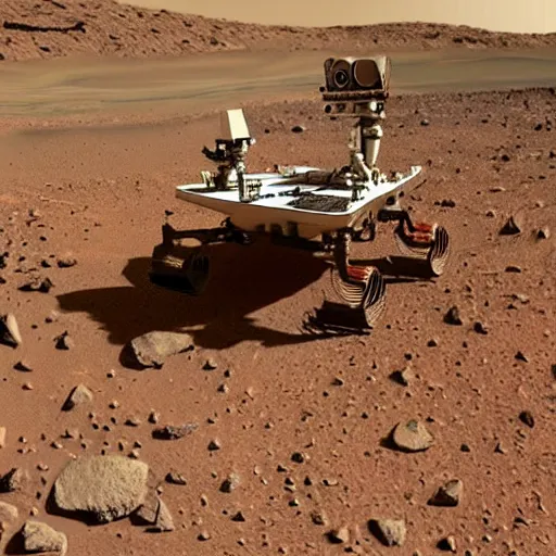 Image similar to photo of mars rover next to carl sagan, detailed face