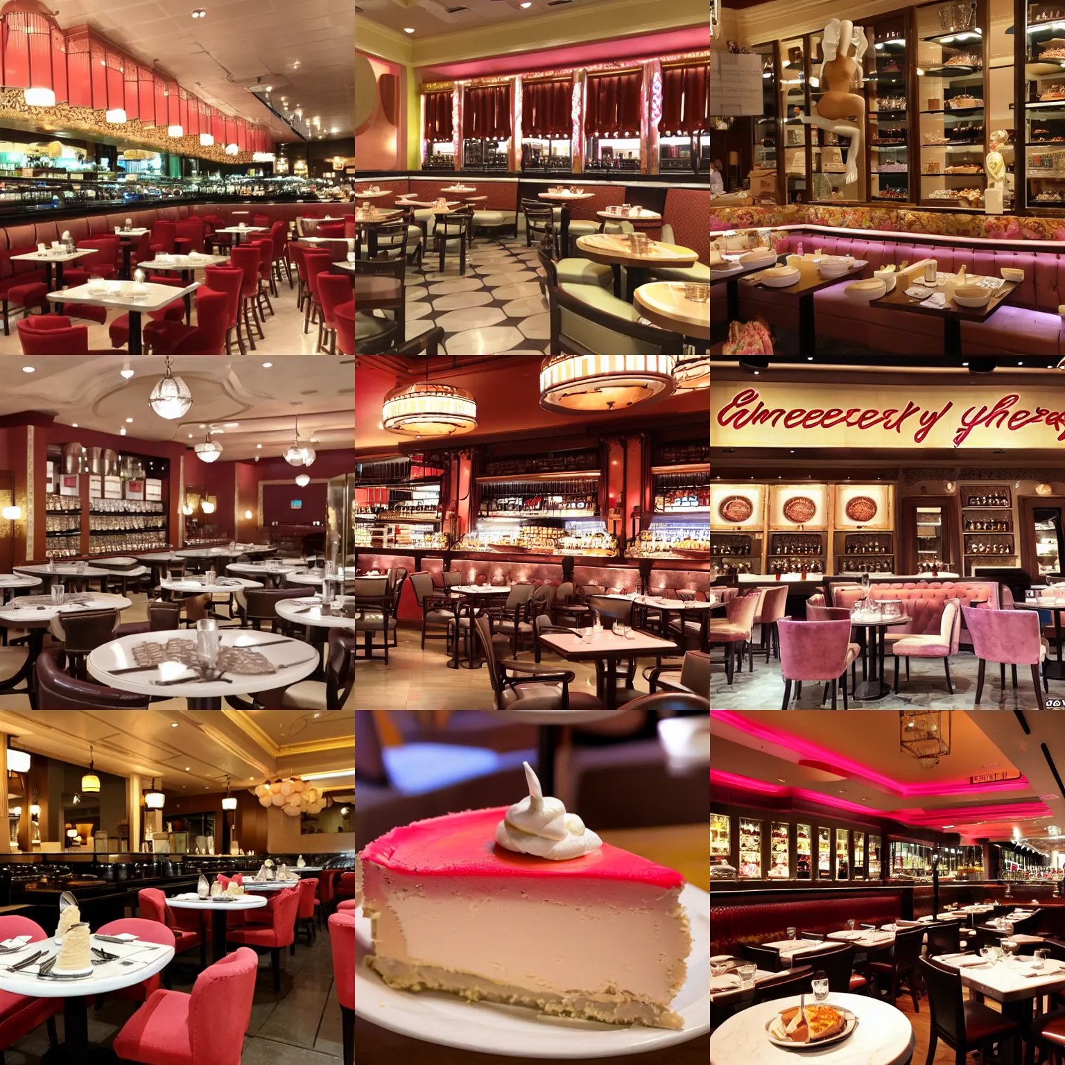 Prompt: inside Femboy Cheesecake Factory restaurant