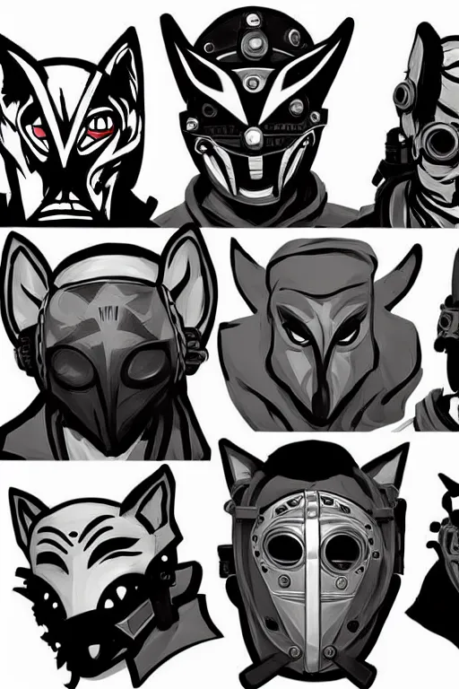 Image similar to 6 member from wolf gangs wear gray bandana, other people use wolf mask. pop art, pixel, bioshock infinite art style, gta chinatown wars art style, dynamic proportional, dynamic composition, face features, body features, ultra realistic art, digital painting, concept art, smooth, sharp focus, illustration, intricate, without duplication, elegant, confident posse.