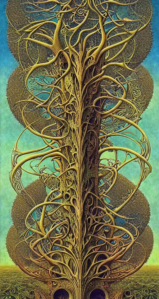 Image similar to tree of life by roger dean and andrew ferez, art forms of nature by ernst haeckel, divine chaos engine, symbolist, visionary, art nouveau, botanical fractal structures, organic, detailed, realistic, surreality