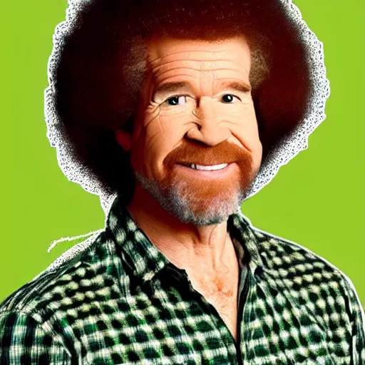Prompt: bob ross wrapped in an avocado