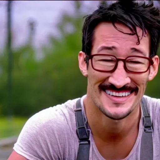 Prompt: markiplier in a scene from forest gump, movie still, 4 k, hd