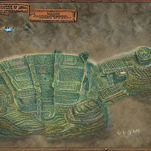 Image similar to Detailed map of ancient mayan ruins in Disco Elysium, by Greg Rutkowski