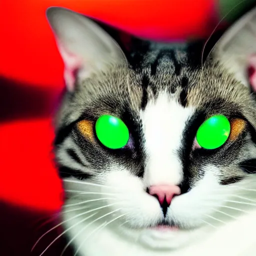 Prompt: a cat with glowing eyes made entirely of jello