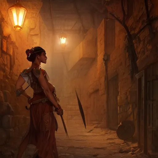 Prompt: A Kajiit sneaking through an egyptian village by night, DnD character, unreal engine, octane render, dramatic lighting, digital art, by Stanley Artgerm Lau, greg rutkowski, thomas kindkade, alphonse mucha, loish, norman Rockwell