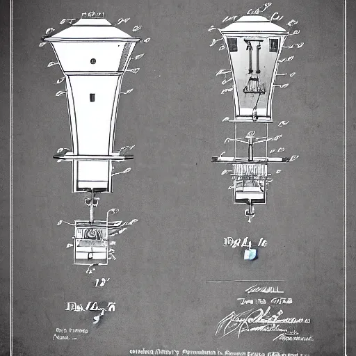 Prompt: plans for a mutoscope as drawn by thomas edison. patent filing. detailed. hd