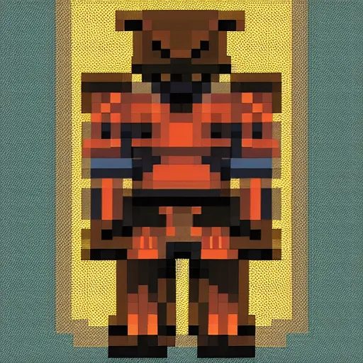 Prompt: full body portrait painting of humanoid knight bear, pixel art style 8 x 8.