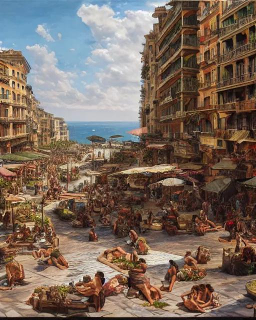 Image similar to naples by frank franzetta, 4 k, hyper detailed