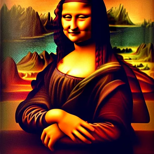 Image similar to beautiful painting of a dark skinned Mona Lisa