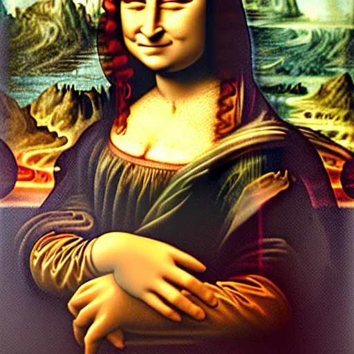 Image similar to Mona Lisa but the face is replaced by a rabbits face
