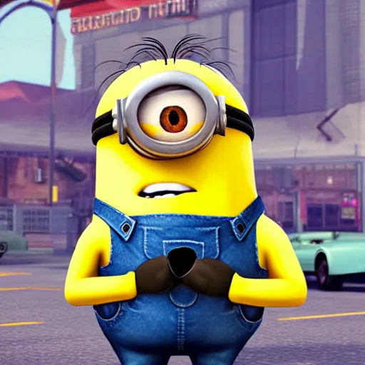 Prompt: A Minion, Grand Theft Auto V cover art