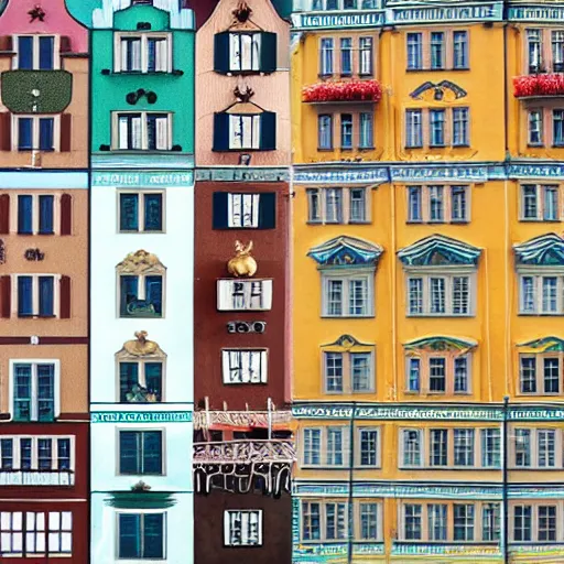 Image similar to Stockholm in the style of Wes Anderson