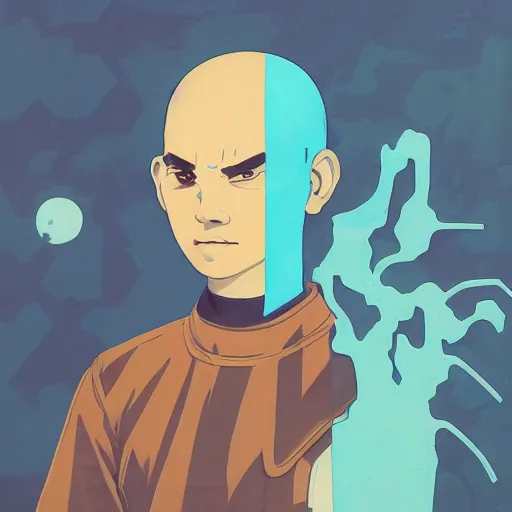 Prompt: Aang profile picture by Sachin Teng, asymmetrical, Organic Painting , Matte Painting, geometric shapes, hard edges, graffiti, street art:2 by Sachin Teng:4