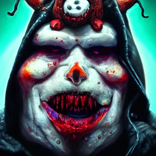 Image similar to Photorealistic evil snowman with devil horns. Hyperdetailed photorealism, 108 megapixels, amazing depth, glowing rich colors, powerful imagery, psychedelic Overtones, 3D finalrender, 3d shading, cinematic lighting, artstation concept art