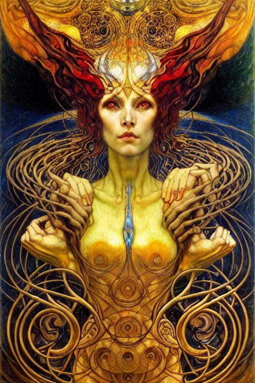 Image similar to Divine Chaos Engine by Karol Bak, Jean Delville, William Blake, Gustav Klimt, and Vincent Van Gogh, symbolist, visionary