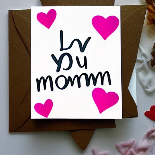 Prompt: I love you mom card with hearts