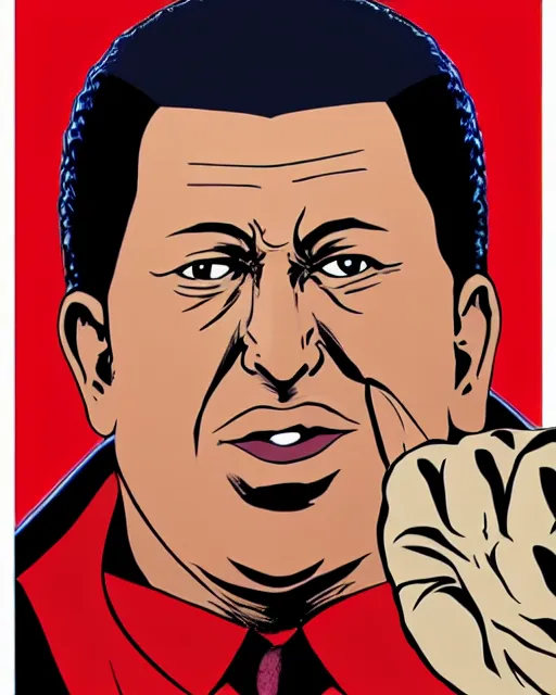 Prompt: Hugo Chavez portrait in Jojo's Bizarre Adventures, Jojo's Bizarre Adventures style, JJBA, anime