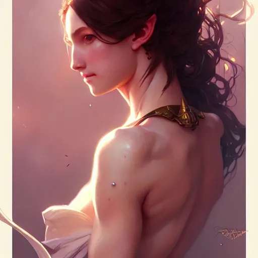 Prompt: A girl fantasy upper body, D&D, fantasy, intricate, elegant, highly detailed, digital painting, artstation, concept art, smooth, sharp focus, illustration, art by artgerm and greg rutkowski and alphonse mucha