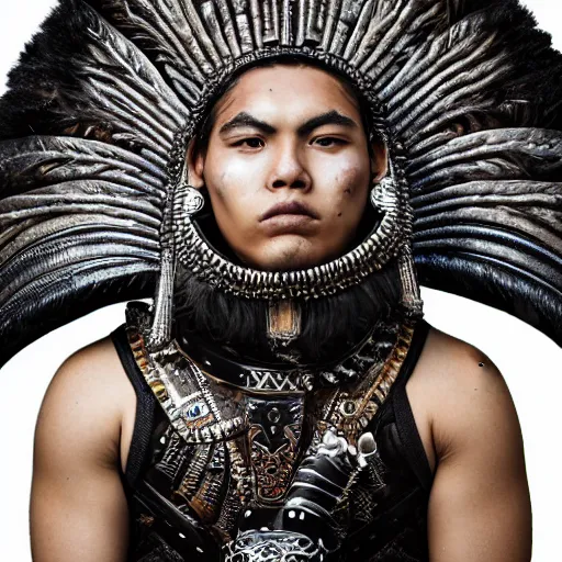 Prompt: a portrait of a beautiful young maori male wearing an alexander mcqueen armor , photographed by andrew thomas huang, artistic