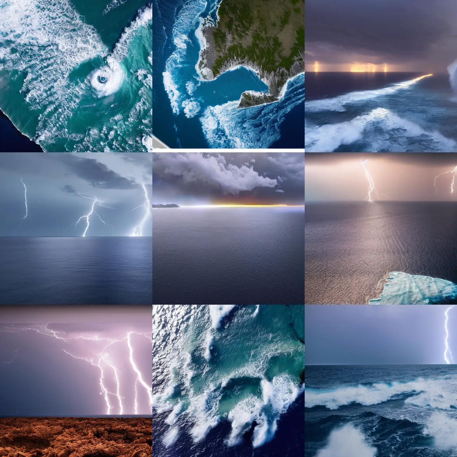 Prompt: the best lightfull isthmus in the world, ocean, hostile environment, electric storm, 4 k