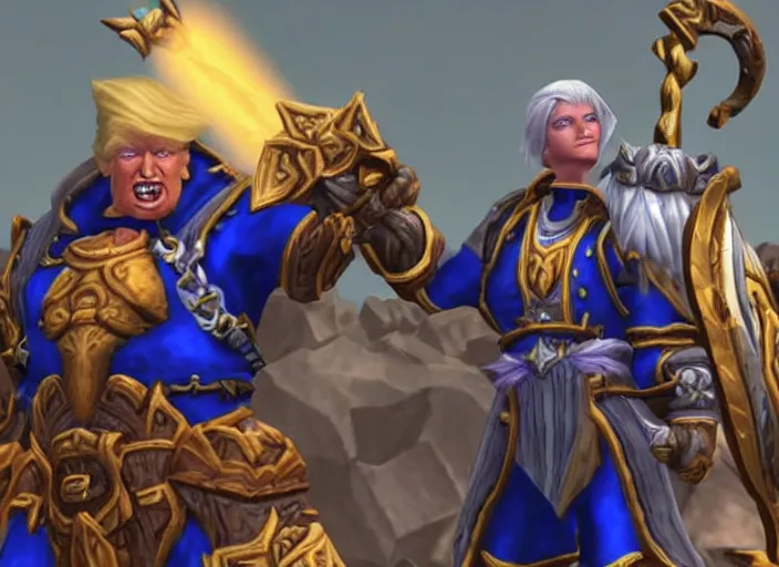 Image similar to donald trump as hero in world of warcraft