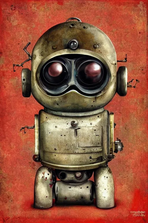 Prompt: reto 1 9 5 0 s robot pug made of rusting metal and chipped ceramic, soviet, magic realism, vintage dieselpunk, vivid colors, by mark ryden, tom bagshaw, trevor brown