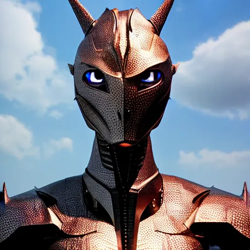 Image similar to chest up bust shot, realistic detailed stunning beautiful armored anthropomorphic humanoid female robot dragon, looking to the side with an elegant pose, smooth and streamlined armor and design made of steel, sharp claws and sharp teeth, high quality head, Slick LEDs, standing on two legs, on the beach during sunset, high quality, cinematic art, sunset lighting, 3D render, 8k, artstation, deviantart, furaffinity