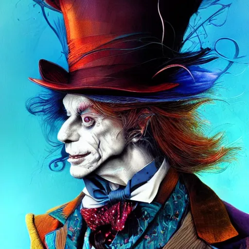 Image similar to the mad hatter by android jones, trending on artstation