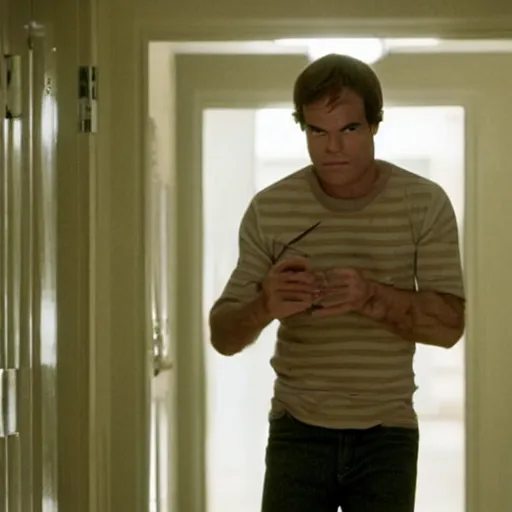 Image similar to dexter morgan in the shining movie iconic photo