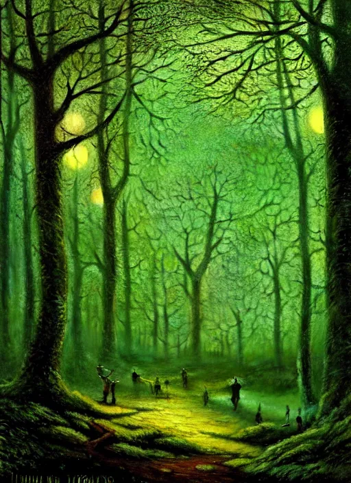 Prompt: lush forest, high detail, 4 k, surrealism style by john atkinson grimshaw, artstation
