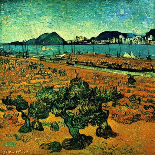 Prompt: Rio de Janeiro Brazil by Van Gogh. Digital Art. High Quality. High Fidelity. Oil in painting.