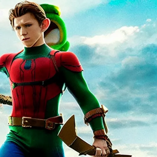 Image similar to Tom Holland as Link from The Legend of Zelda live-action movie