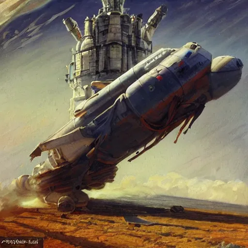 Image similar to a russian spaceship stuck in the ground, the spaceship is on fire, smoke, rainstorm, lightning, angry, kinetic, john sargent, adolphe bouguereaum, norman rockwell, style by peter deligdisch, concept art by jama jurabaev, trending on artstation, highly detailed oil painting,