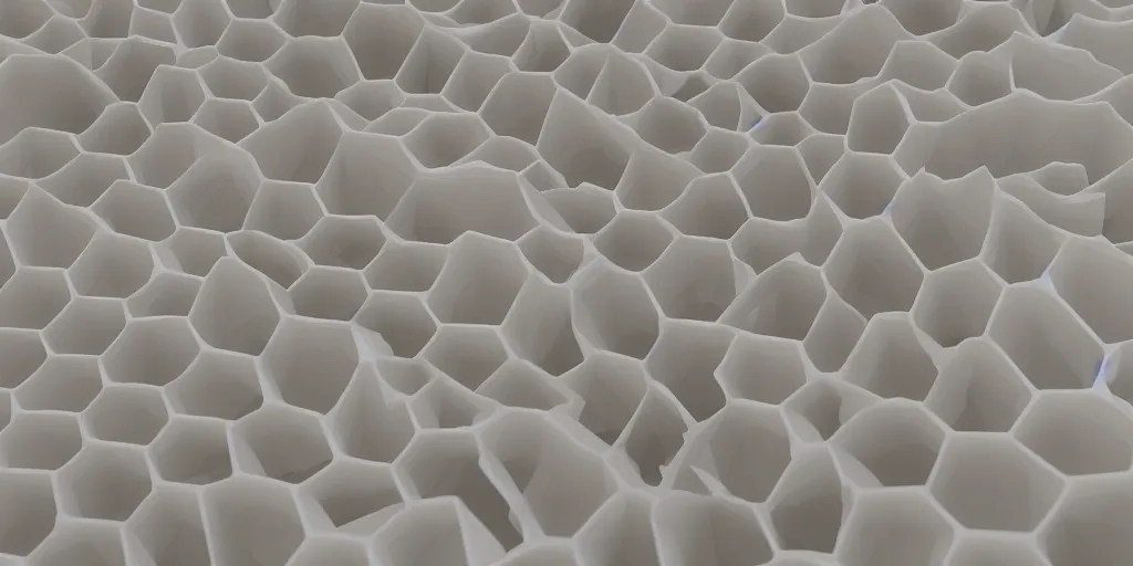 Image similar to organic shaped honeycomb asymmetric capsule, no - gravity, maximum natural texture, white warm illumination, best color graded, vray beautiful, subsurface scatter, hyper - realistic render