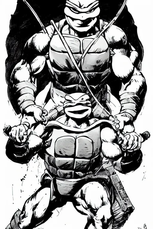 Image similar to ronald reagan as a teenage mutant ninja turtle, full body, pen an ink, comic books style, very detailed, by eric talbot, artstation, pinterest